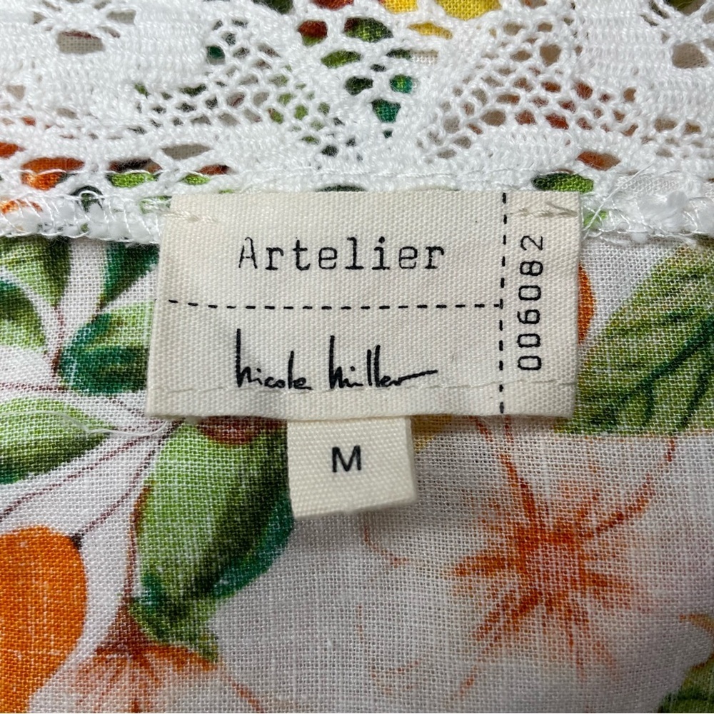 Nicole Miller Artelier Peasant Blouse Embroidered Detail, Floral/Fruit Print - Picture 4 of 9